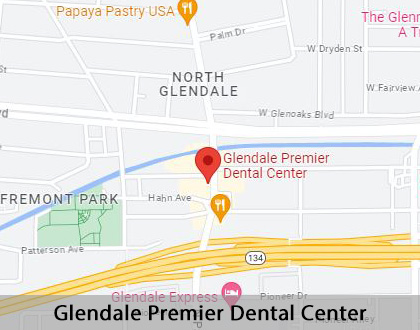Map image for Options for Replacing Missing Teeth in Glendale, CA